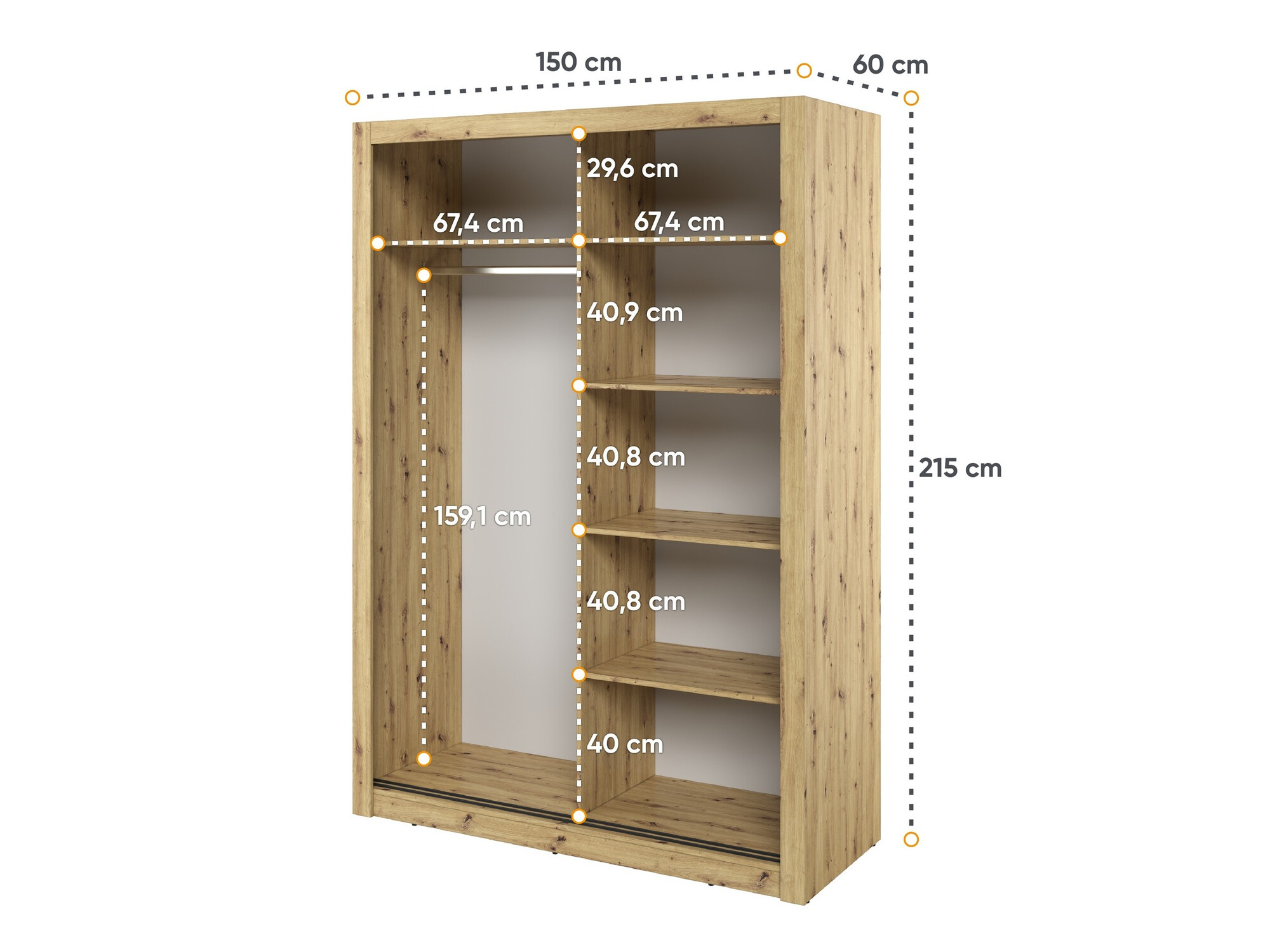 Armoire Fresno 152 (Chêne Artisan)