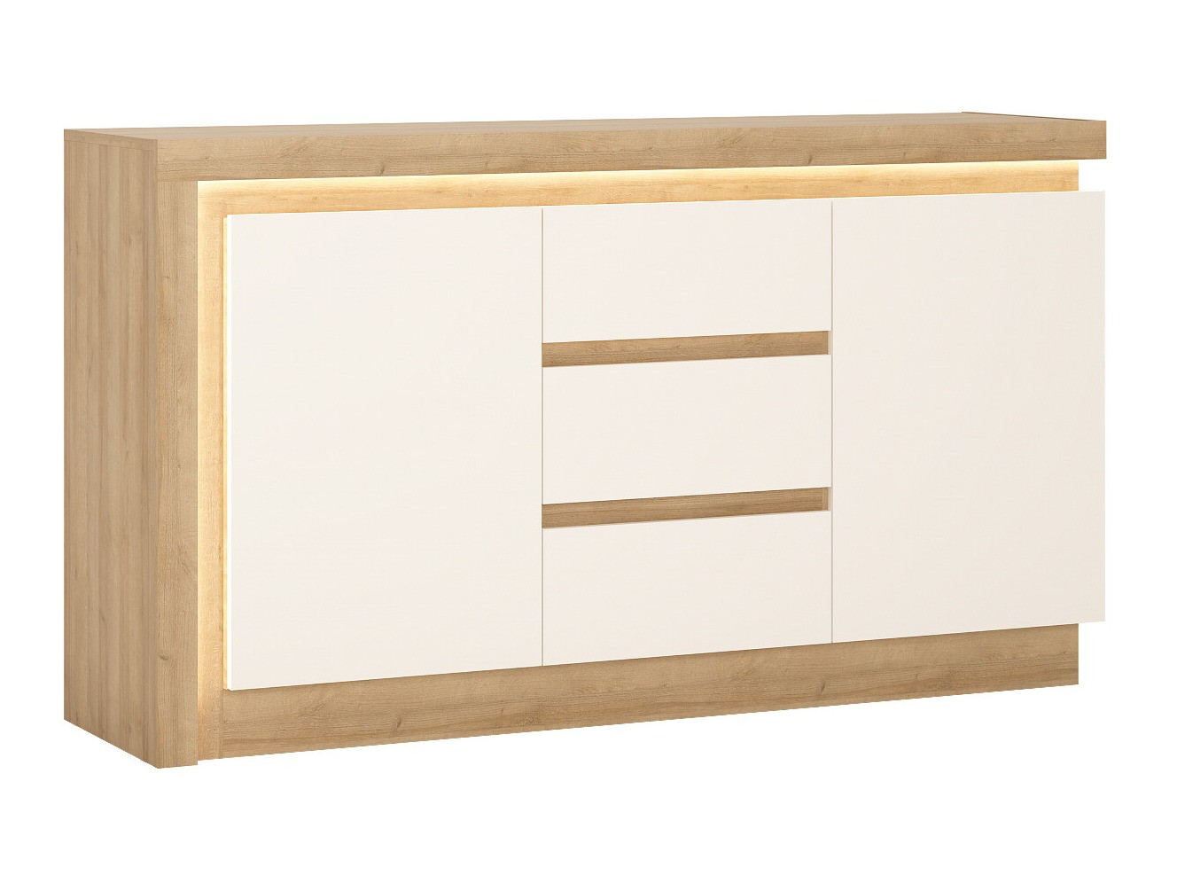 Commode Feldeli 103 (Blanc + Chêne)