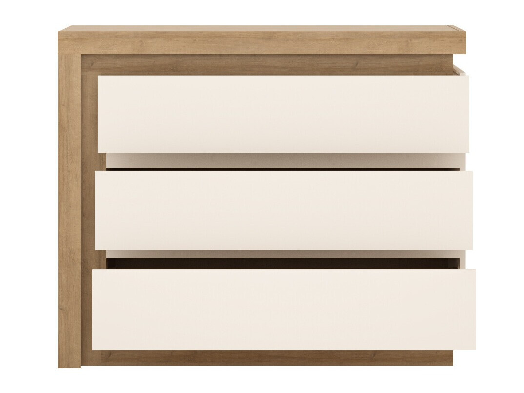 Commode Feldeli 108 (Riviera chêne + Blanc brillant)