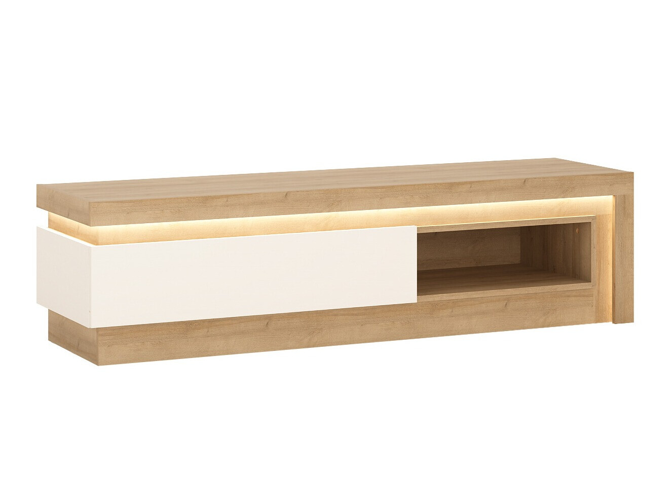 Meuble TV Feldeli 102 (Riviera chêne + Blanc brillant)