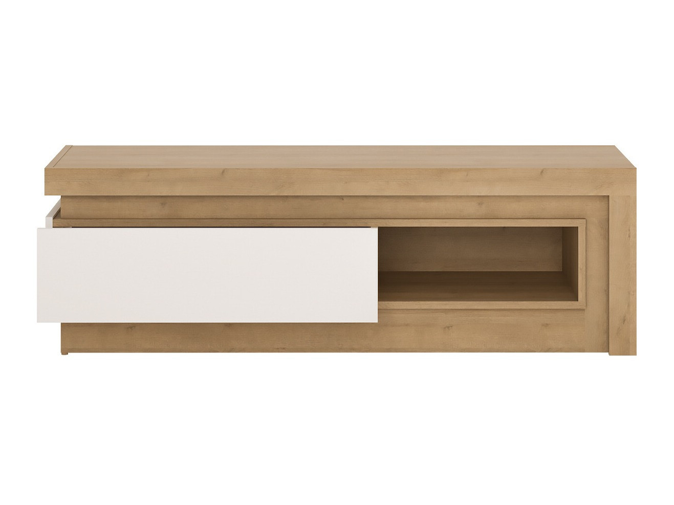 Meuble TV Feldeli 102 (Riviera chêne + Blanc brillant)
