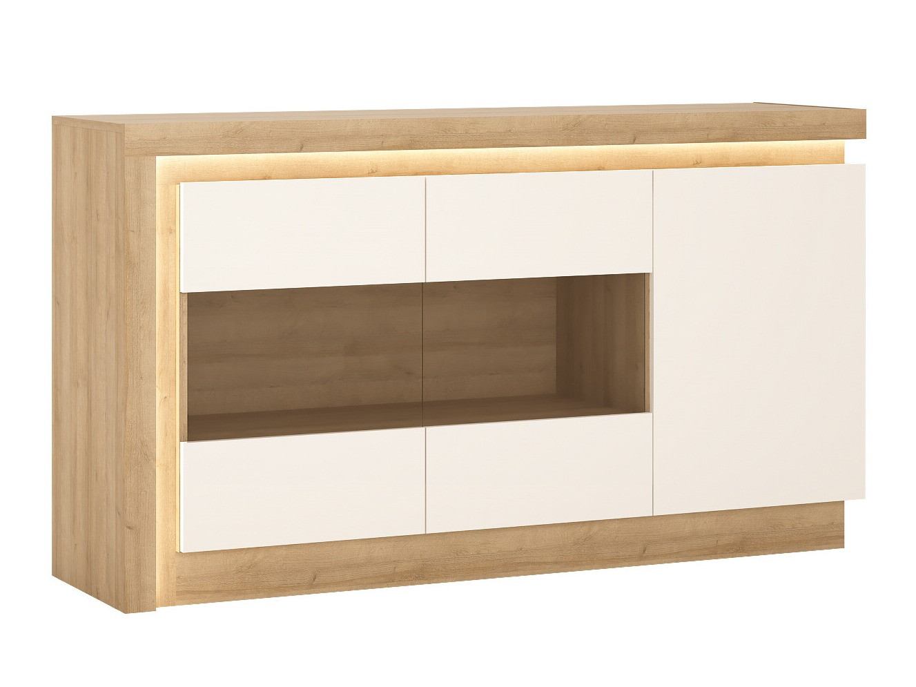 Buffet Feldeli 104 (Riviera chêne + Blanc brillant)