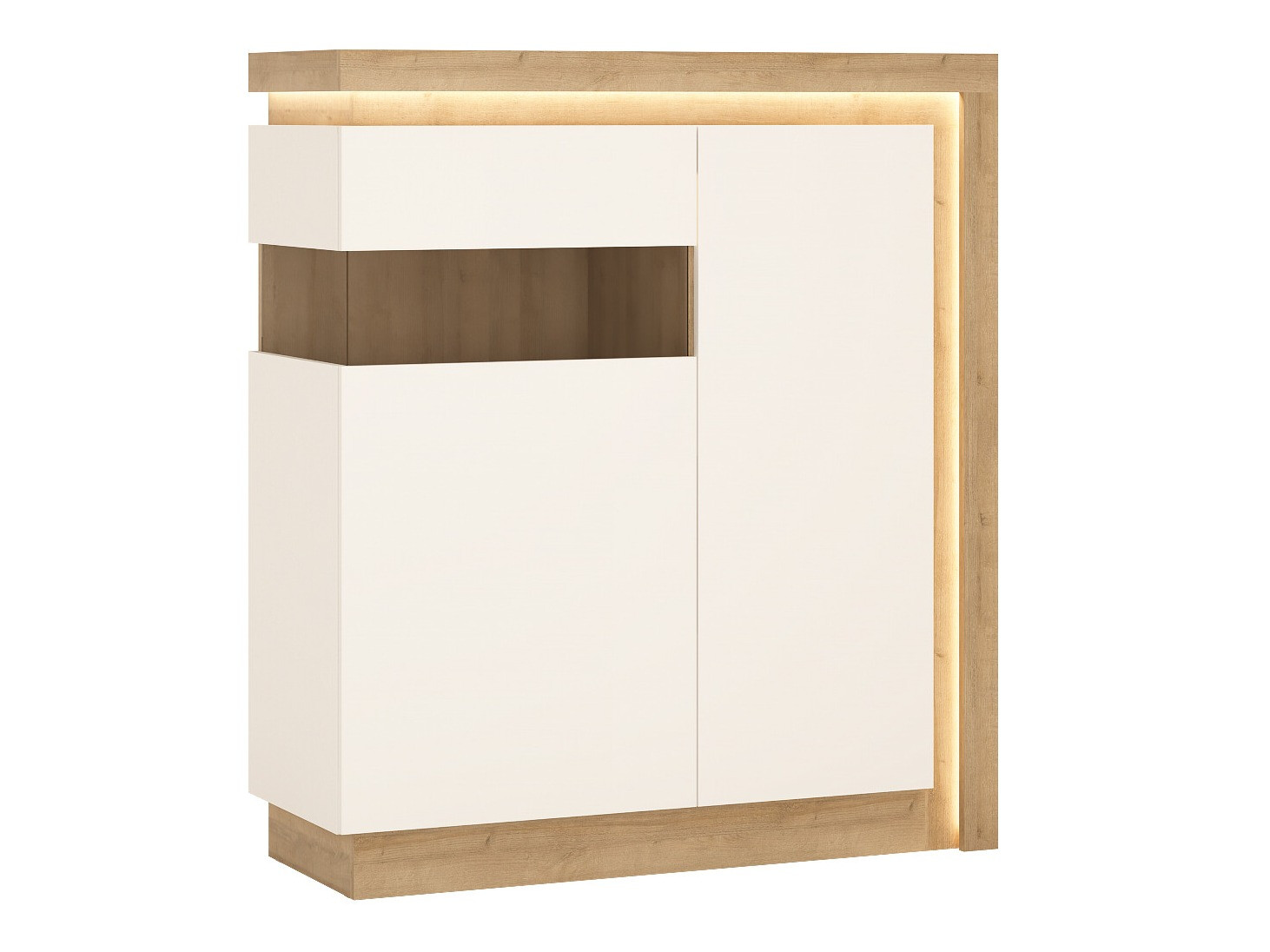 Buffet Feldeli 112 (Riviera chêne + Blanc brillant)