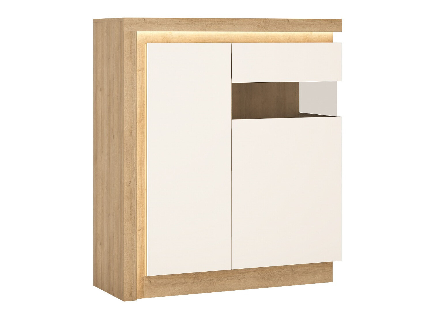 Buffet Feldeli 112 (Riviera chêne + Blanc brillant)