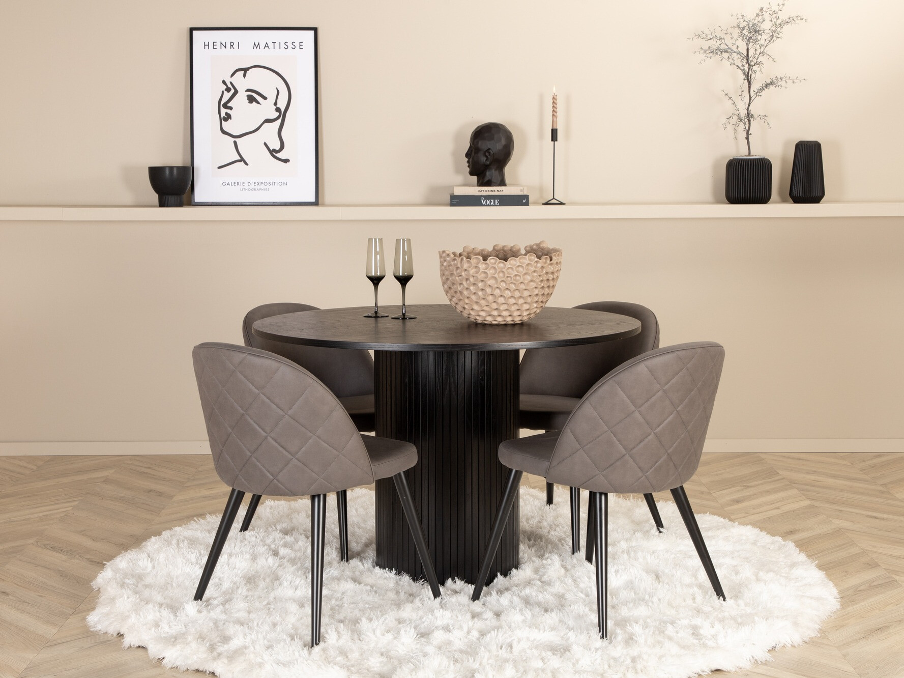 Salle à manger complète Dallas 3070 (Gris + Noir)
