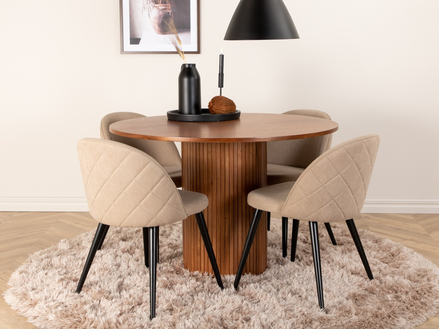 Salle à manger complète Dallas 3071 (Beige + Noir)