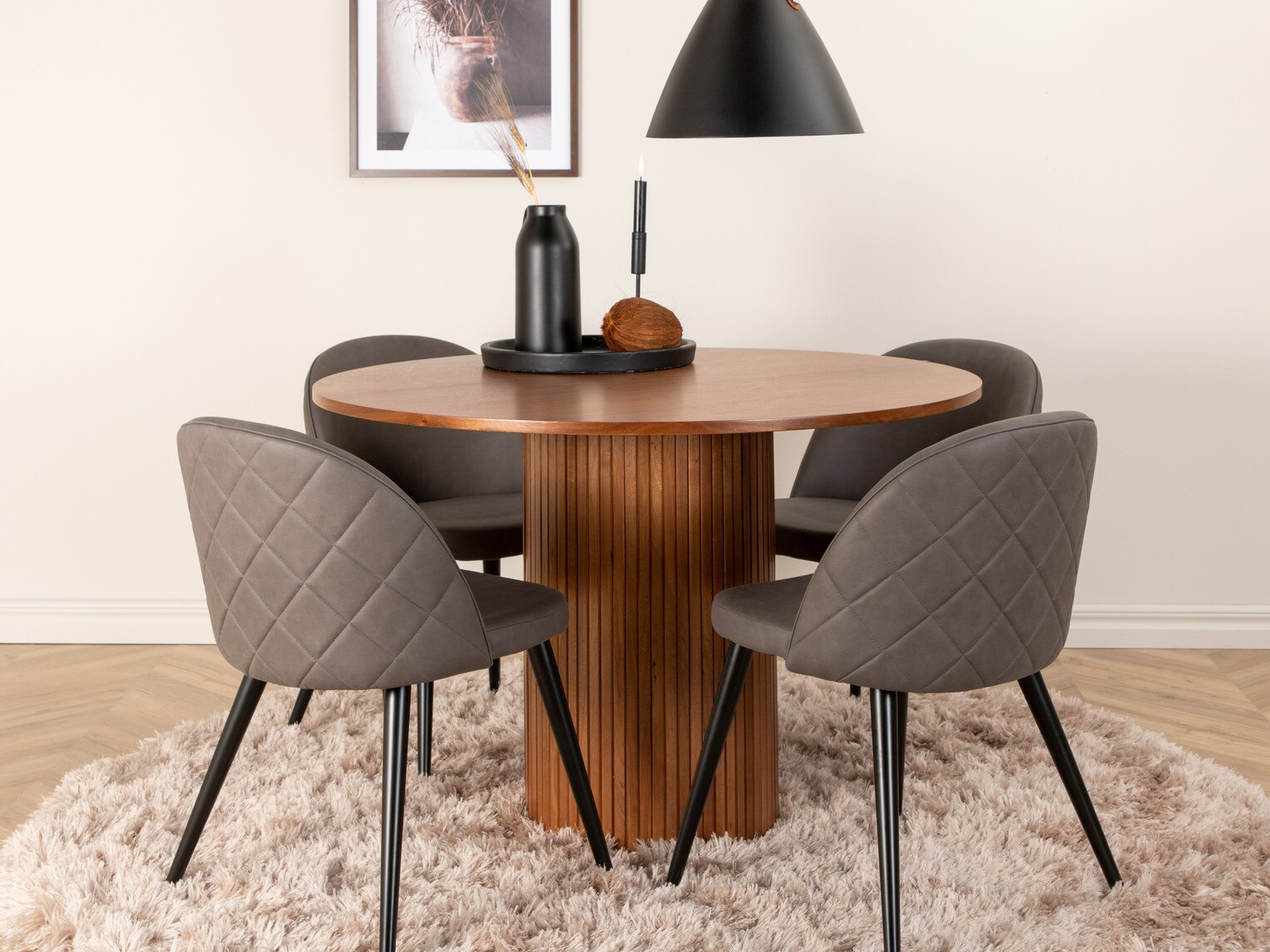 Salle à manger complète Dallas 3071 (Gris + Noir)