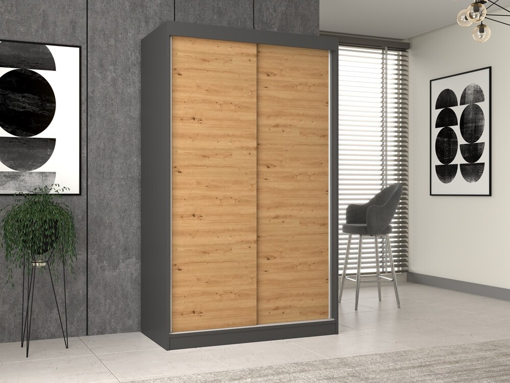 Armoire Mandeville 159 (Anthracite + Chêne Artisan)