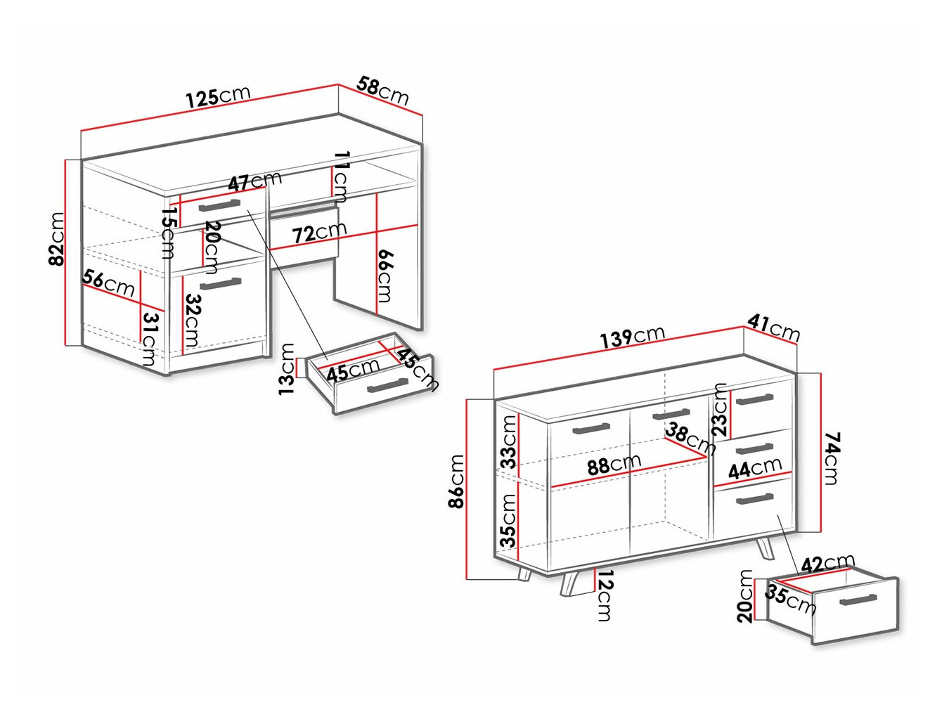 Ensemble de meubles Delbalo 105 (Pourpre)