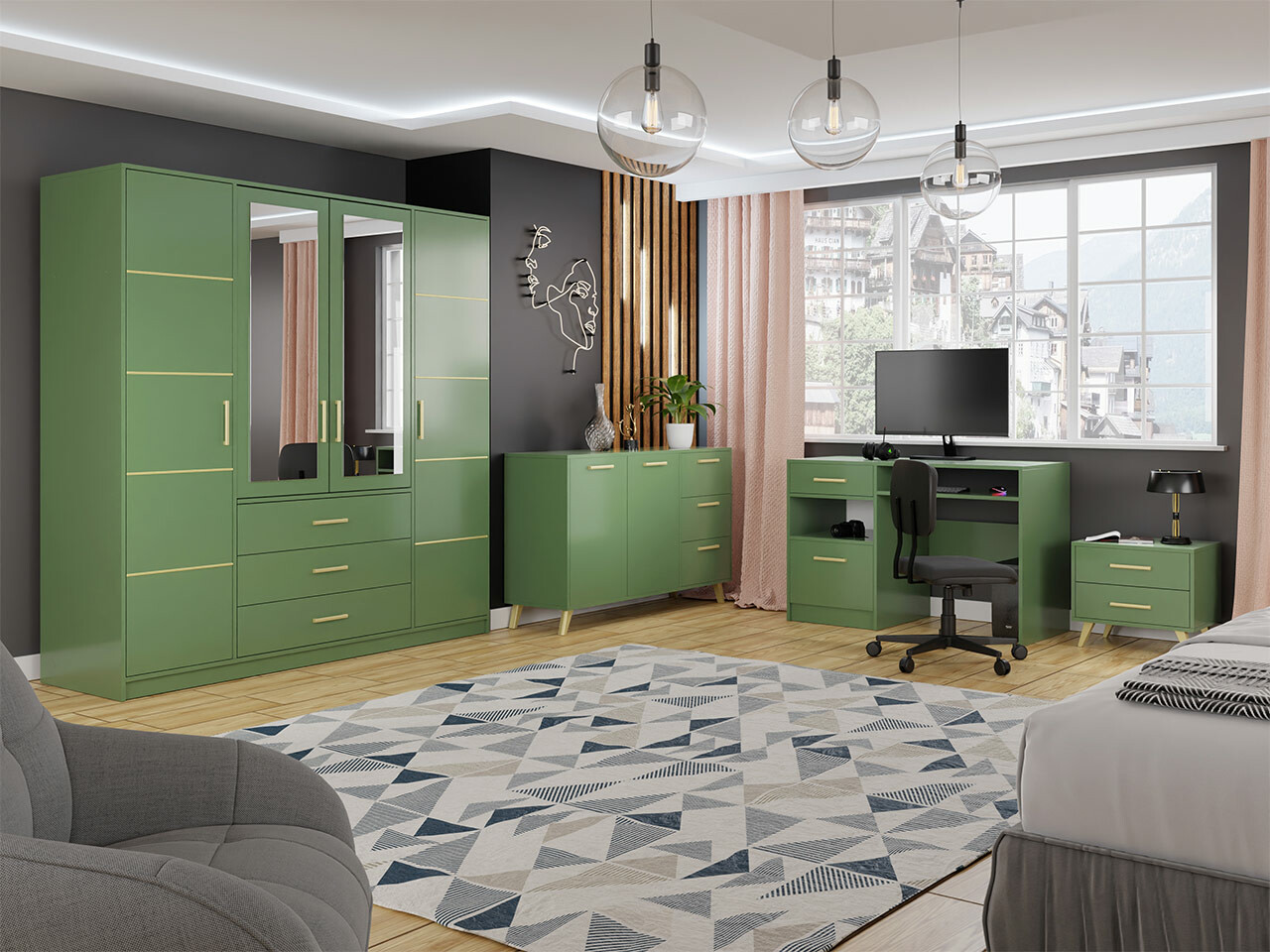 Ensemble de meubles Rosa I (Vert)