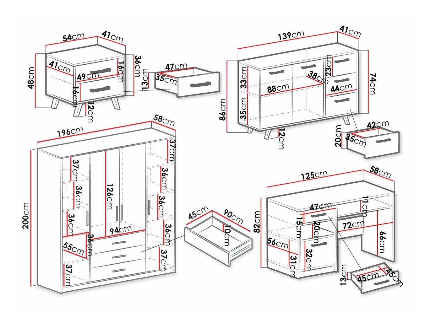 Ensemble de meubles Delbalo 106 (Bleu)