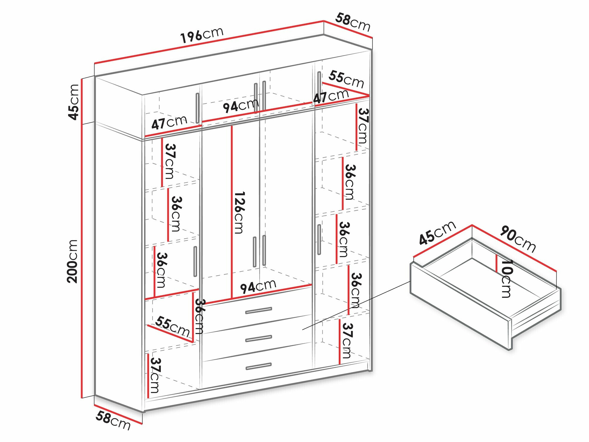 Armoire Dortivu I (Chêne wellington)