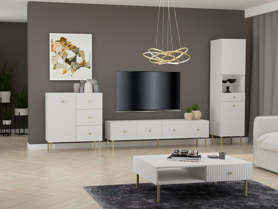 Ensemble de salon Etliva 109 (Blanc + Doré)