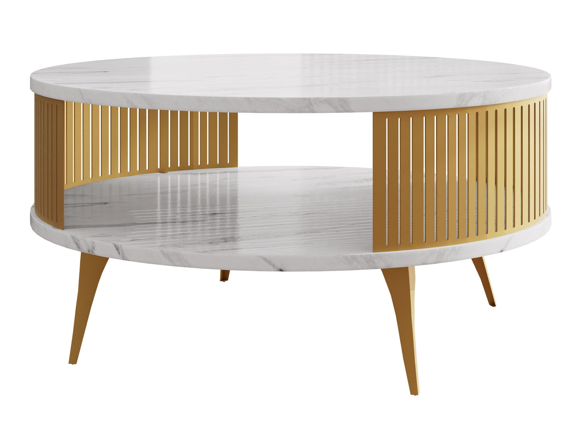 Table basse Sordore 101 (Doré + Marbre blanc)