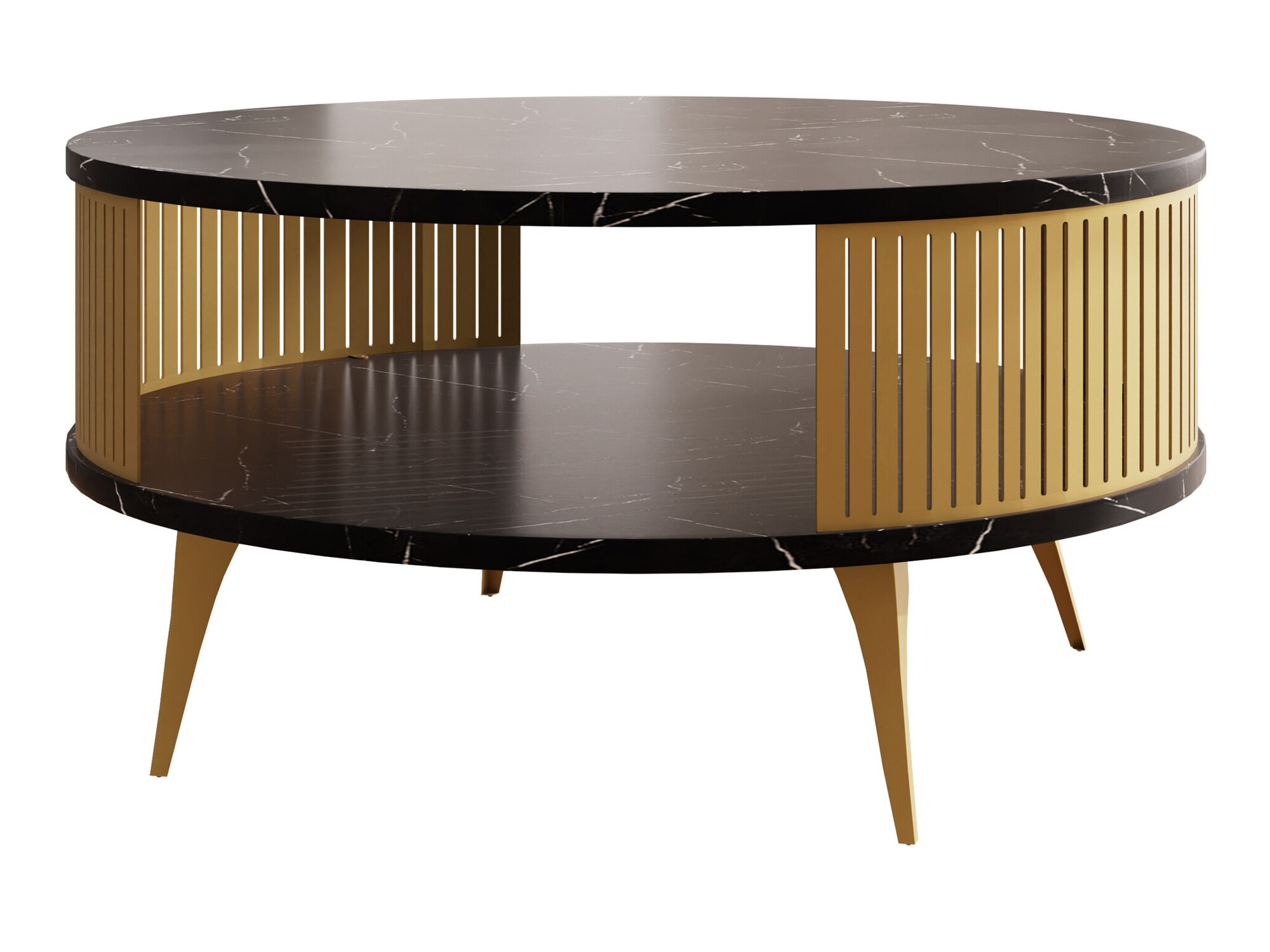Table basse Vitum I (Doré + Marbre noir)