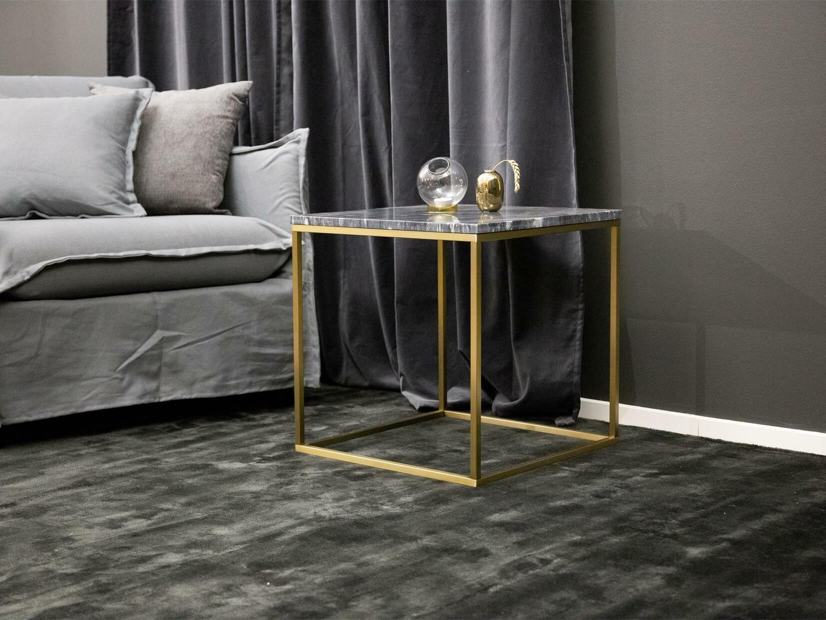 Table basse Dallas 178 (Marbre noir + Laiton)