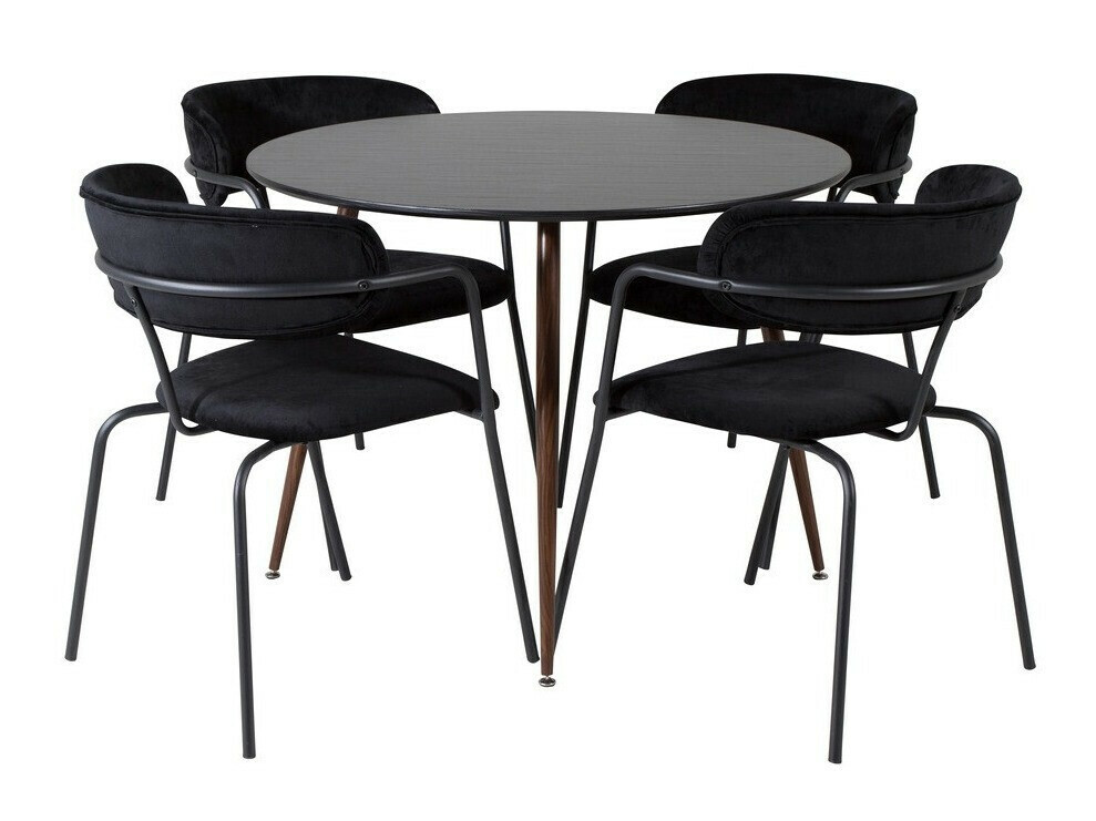 Salle à manger complète Dallas 285 (Noir + Noix)