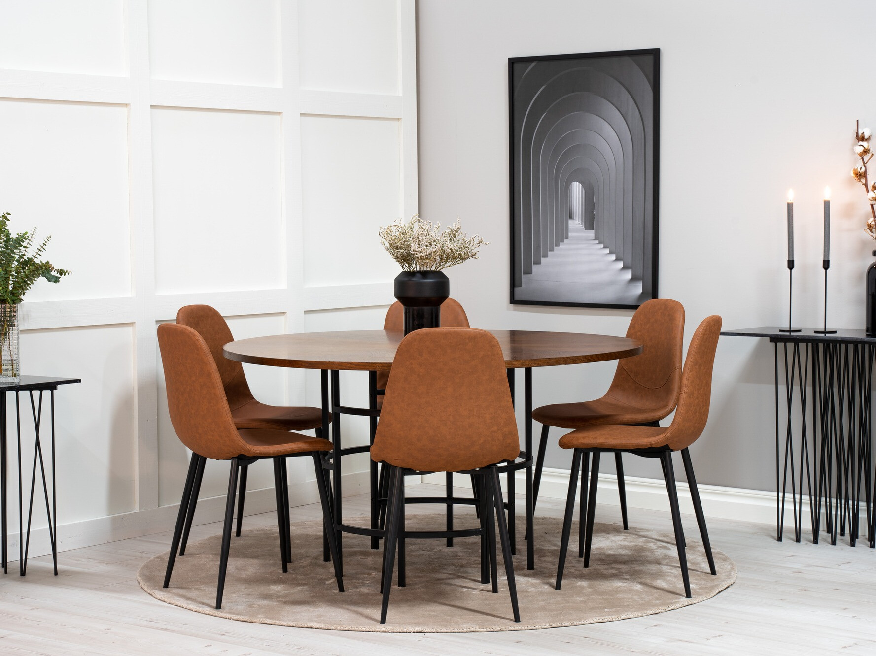 Salle à manger complète Dallas 309 (Marron + Noir)