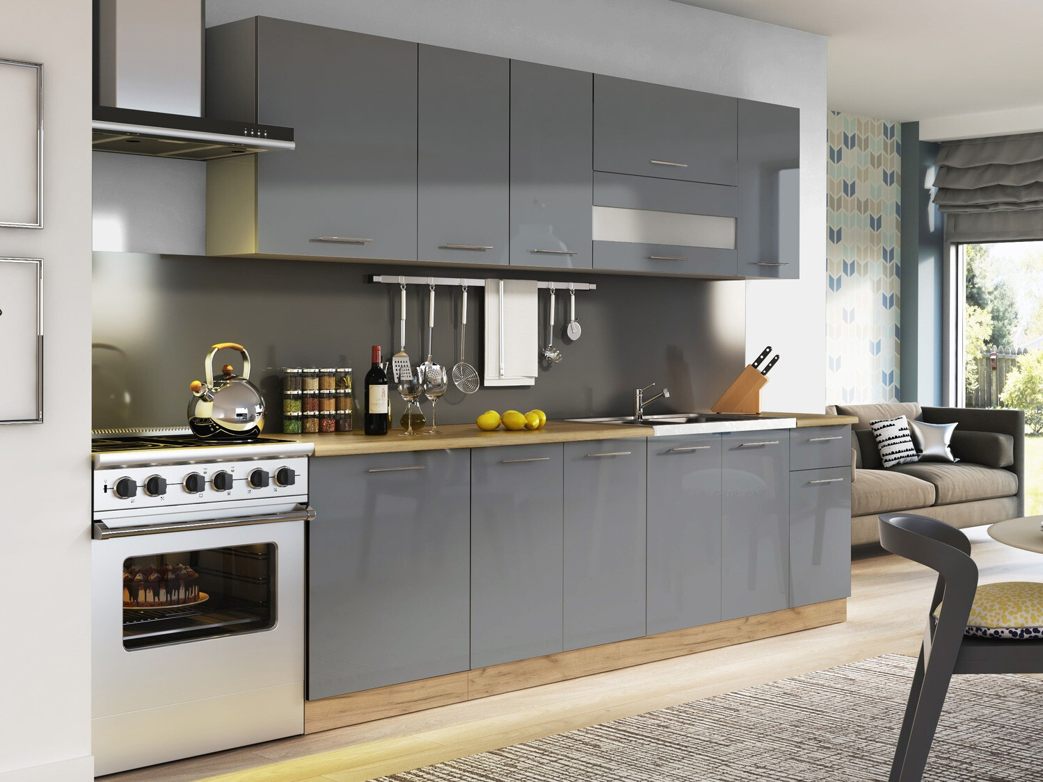 Armoire modulaire pour évier avec portes Tiffa Grey 121