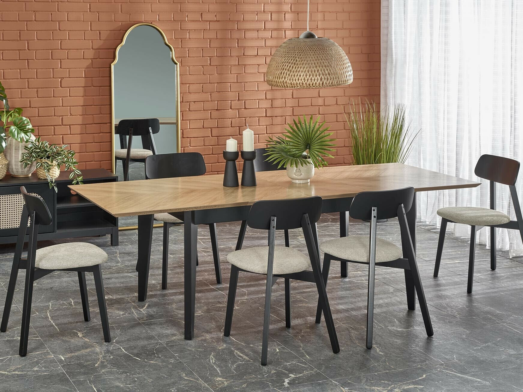 Table Houston 1751 (Noir + Chêne)