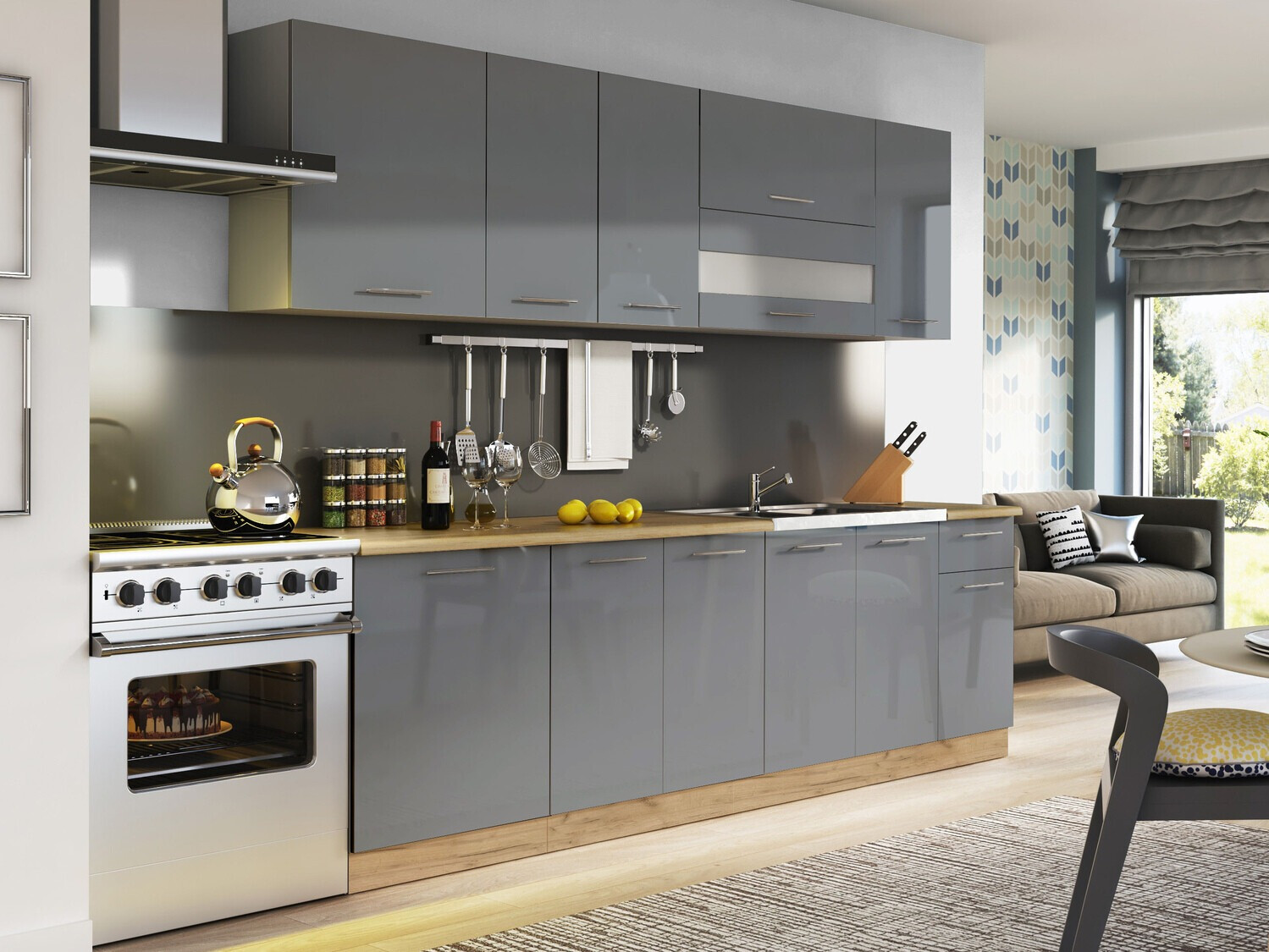 Armoire modulaire avec tiroirs et portes Tiffa Grey 140