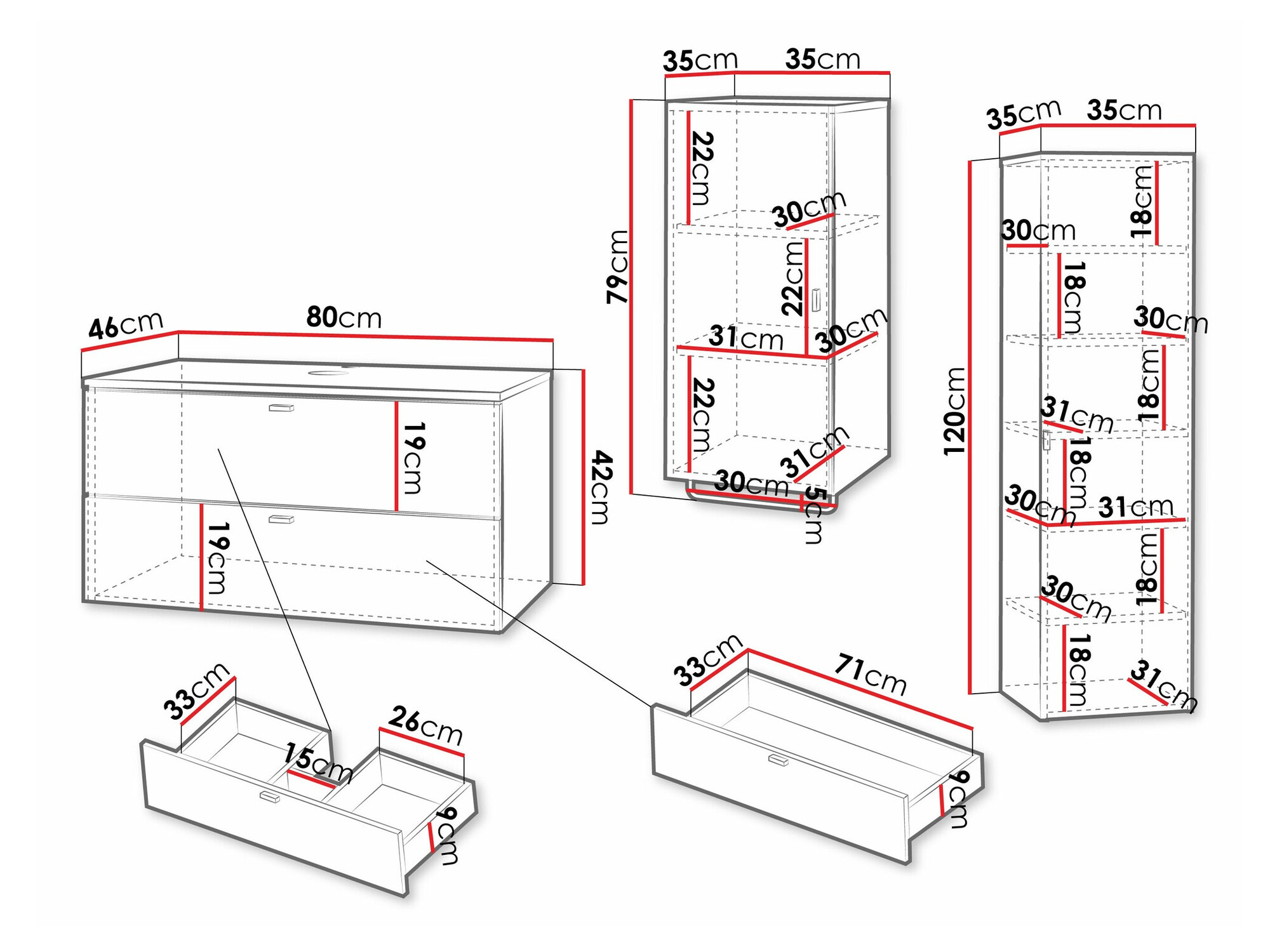 Ensemble de salle de bain Levelbu 110 (Blanc + Blanc brillant)