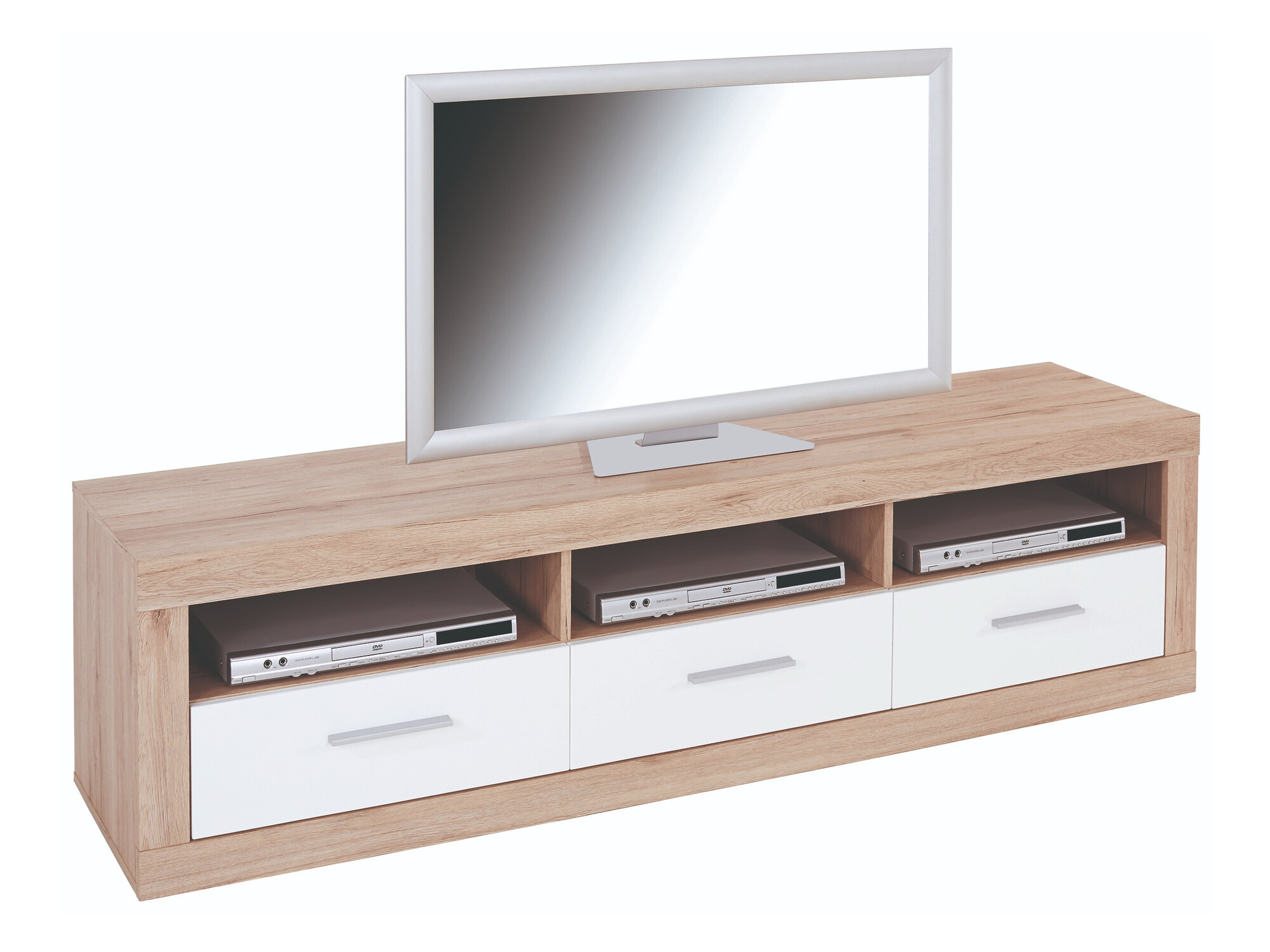 Meuble TV Romfera 103 (Blanc + Chêne de san remo)