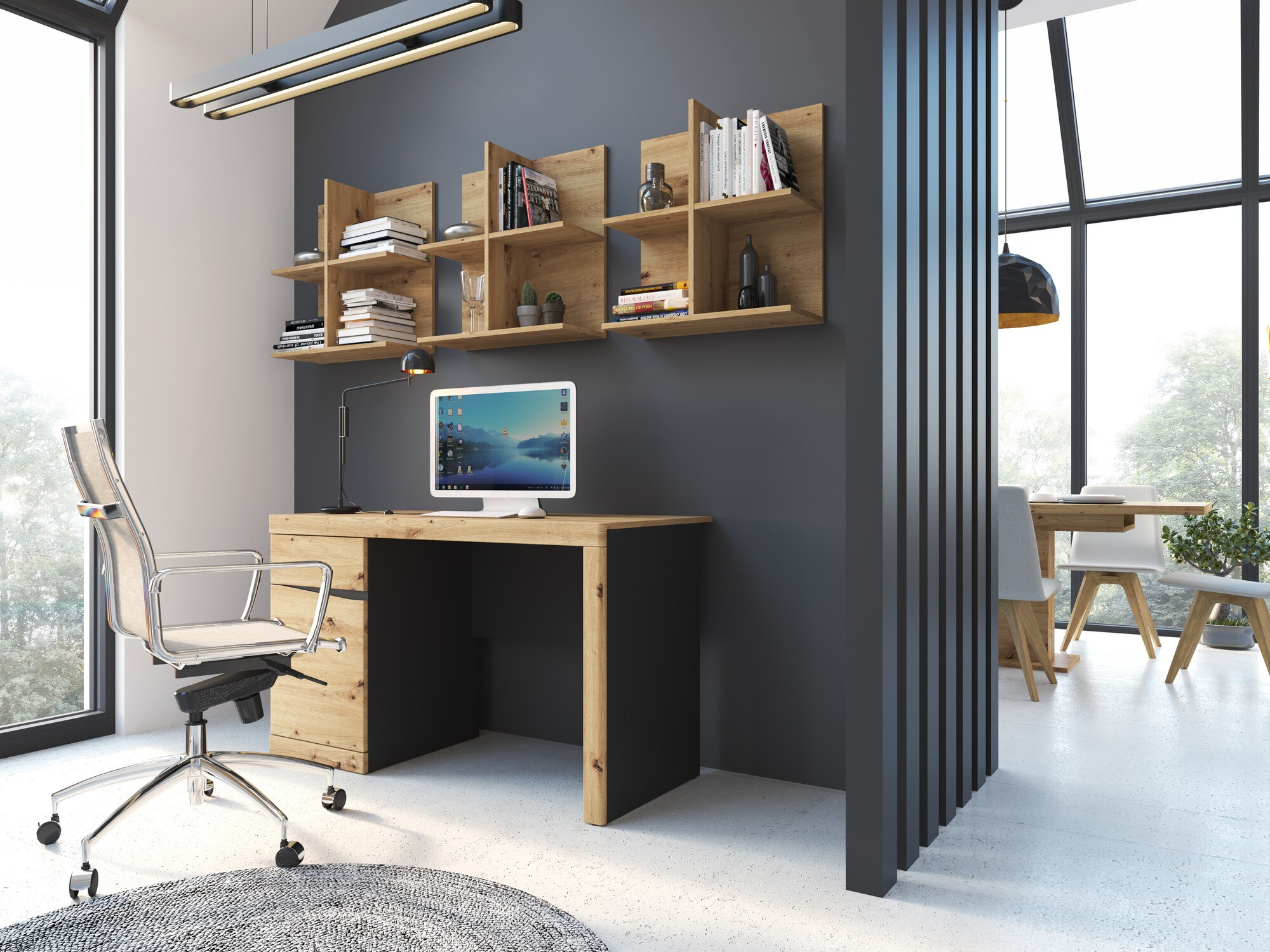 Bureau Venlori 120 (Anthracite + Chêne Artisan)