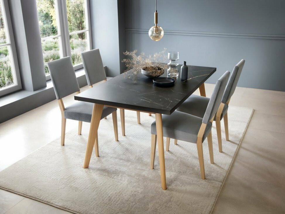 Table Ontario 126 (Chêne + Marbre noir)
