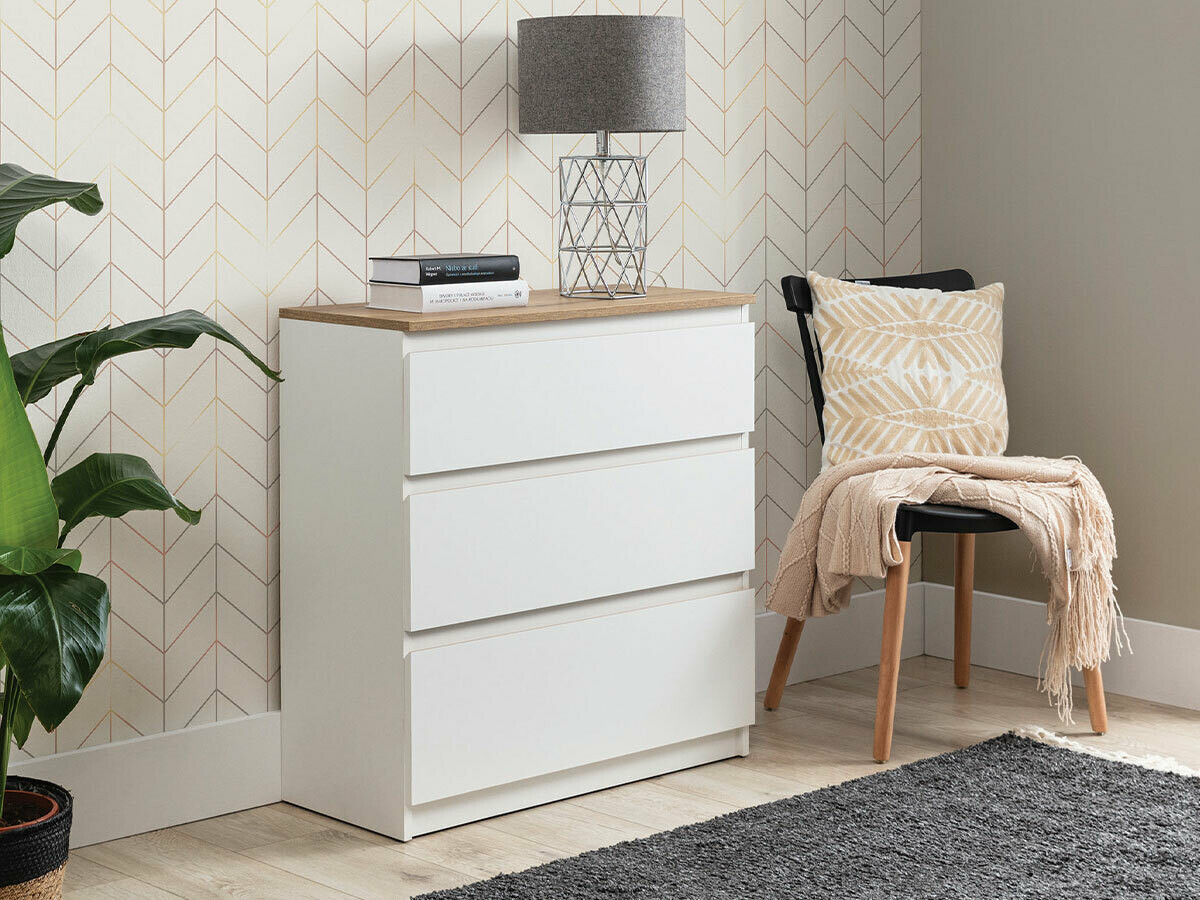 Commode Catelbi 101 (Blanc + Chêne)