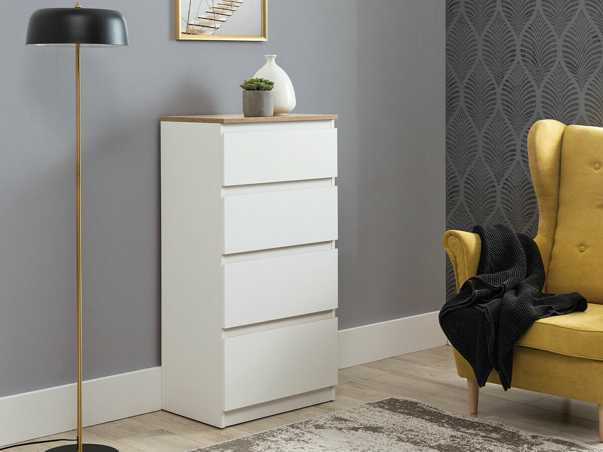 Commode Catelbi 103 (Blanc + Chêne)