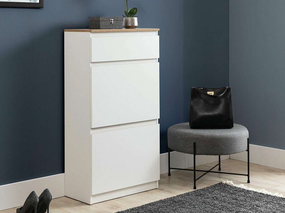 Meubles à chaussures Catelbi 108 (Blanc + Chêne)