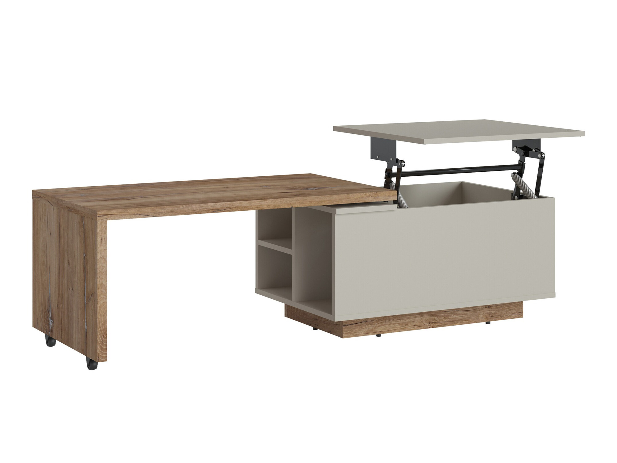 Table basse transformateur Ontario 133 (Gris + Chêne foncé)