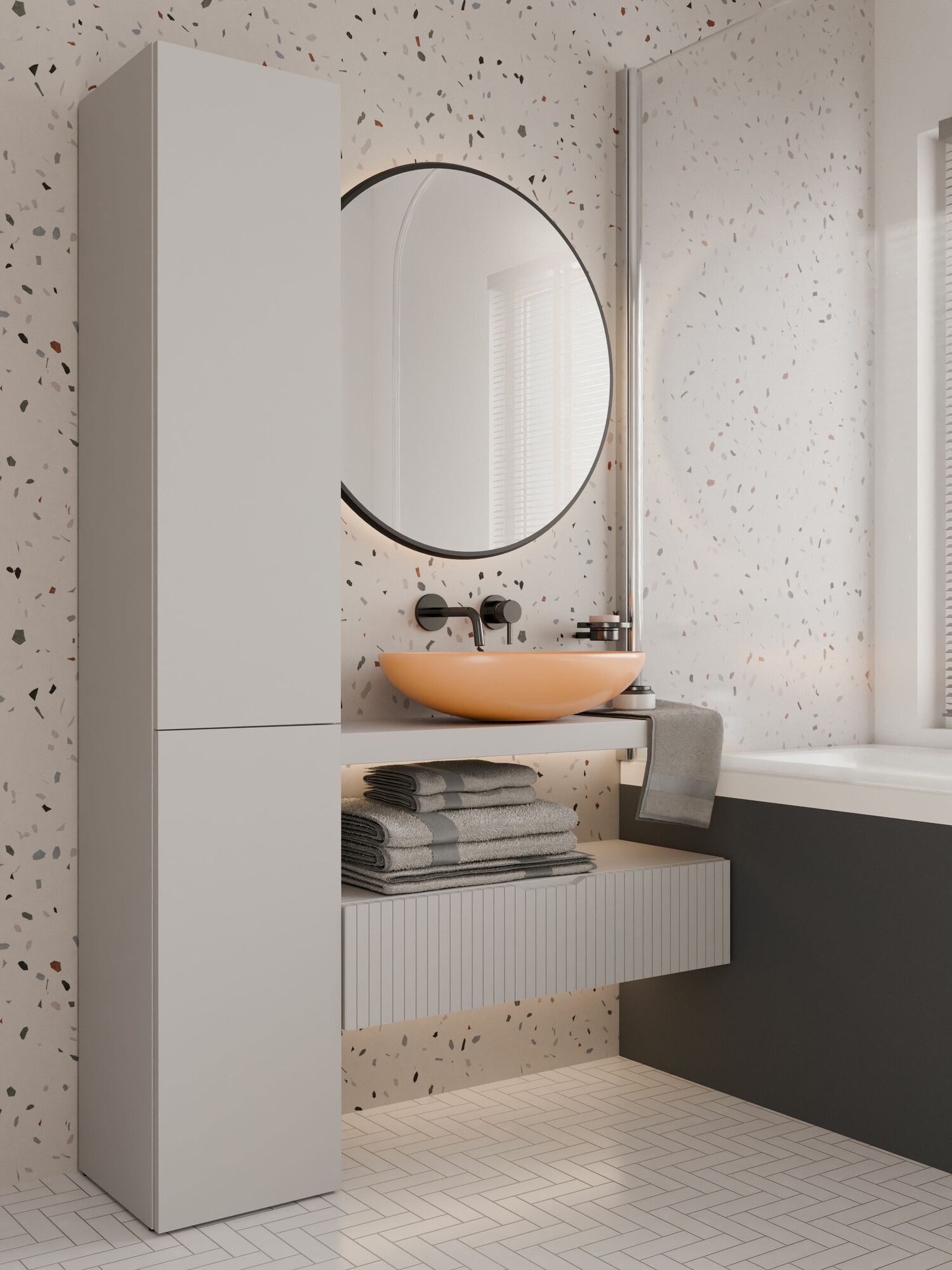Armoire de bain indépendante Nolmaru 111 (Cachemire)