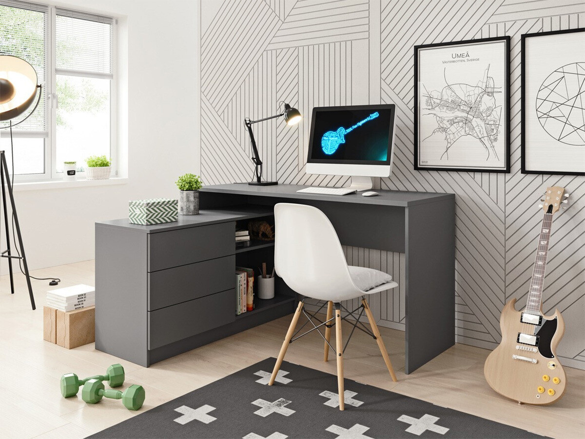Bureau d'angle Kingston 130 (Graphite)