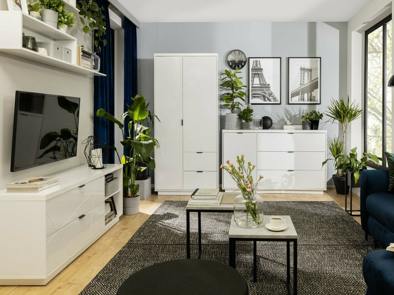 Armoire Fivale 105 (Blanc brillant + Blanc)