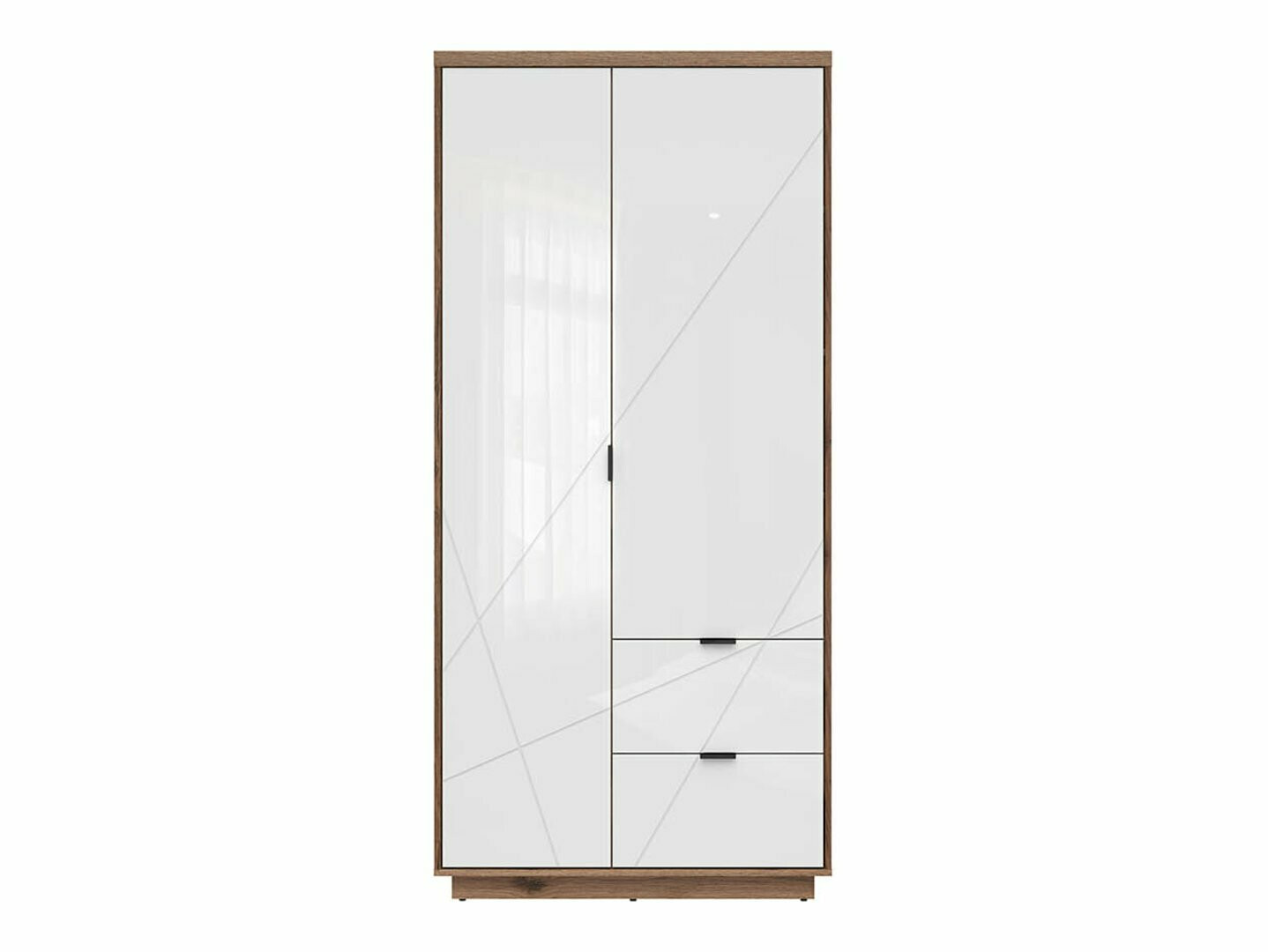 Armoire Fivale 105 (Blanc brillant + Chêne delano foncé)