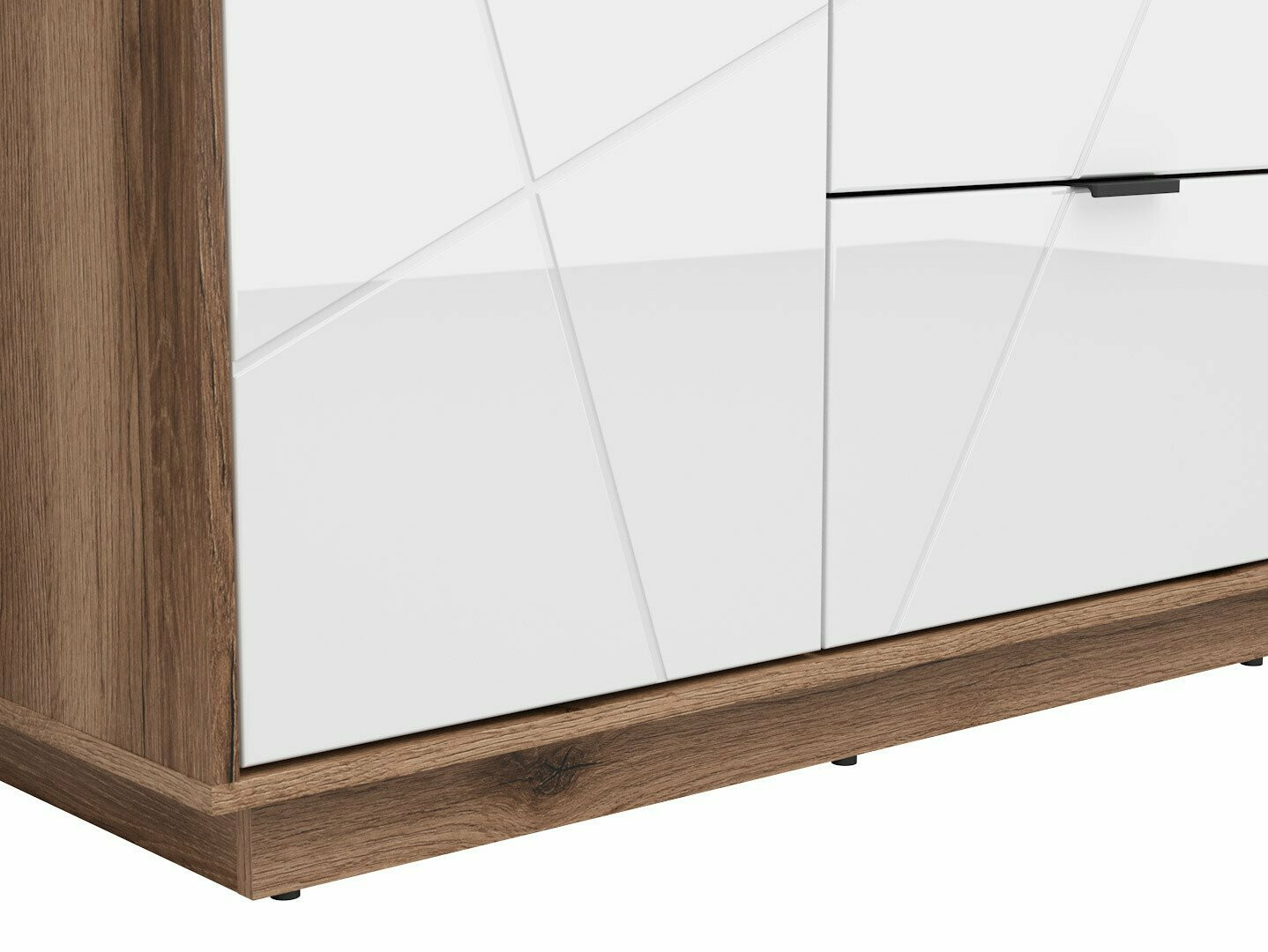 Armoire Fivale 105 (Blanc brillant + Chêne delano foncé)
