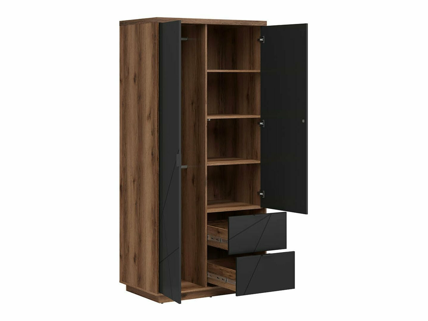 Armoire Fivale 105 (Chêne delano foncé + Noir)