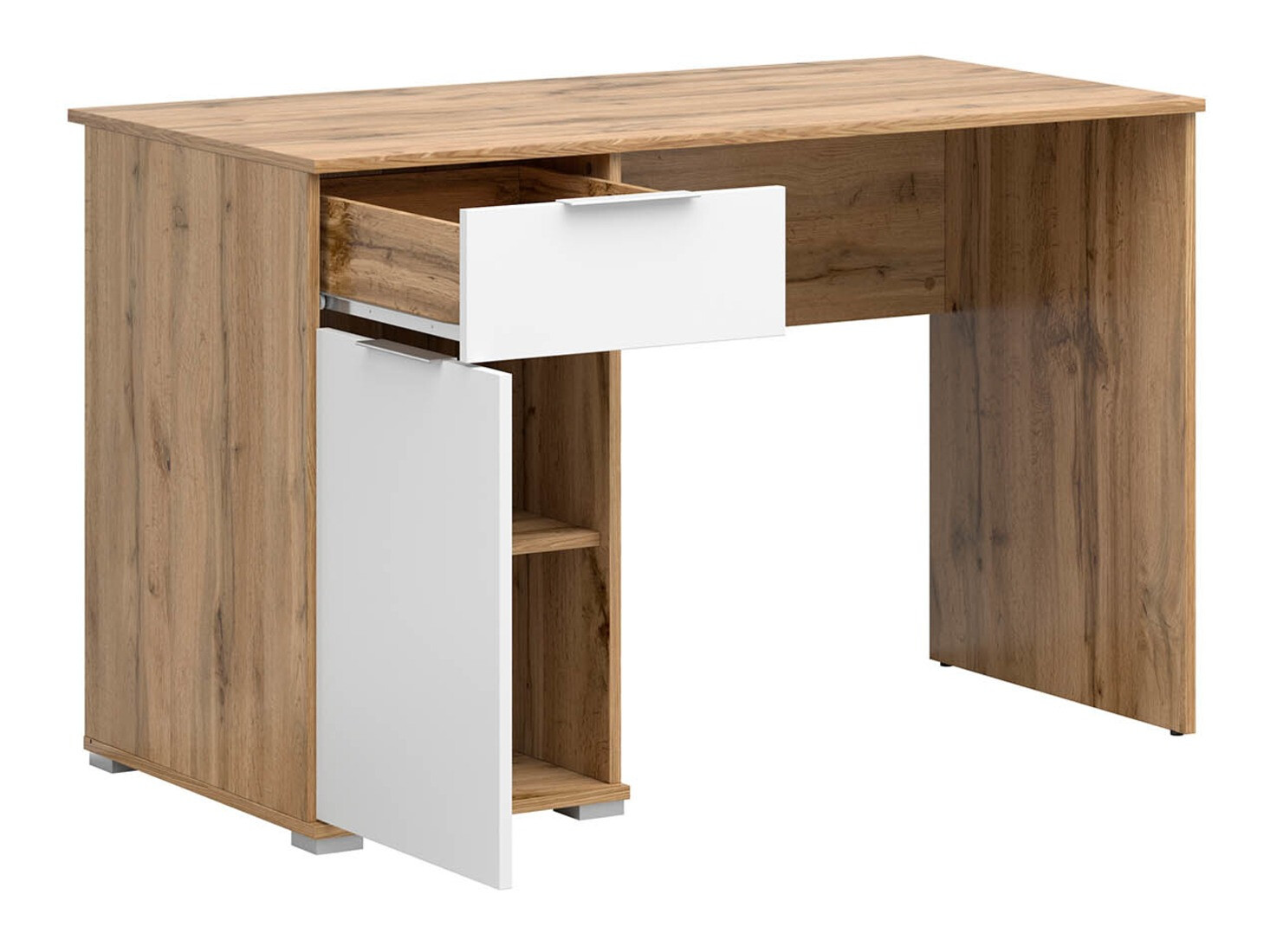 Bureau Tivetra 100 (Chêne wotan + Blanc brillant)