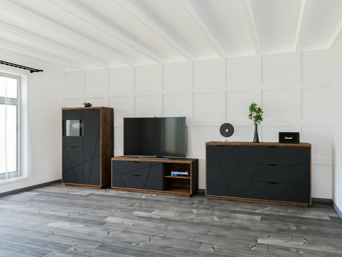Étagère Fivale 103 (Chêne delano foncé + Noir mat)