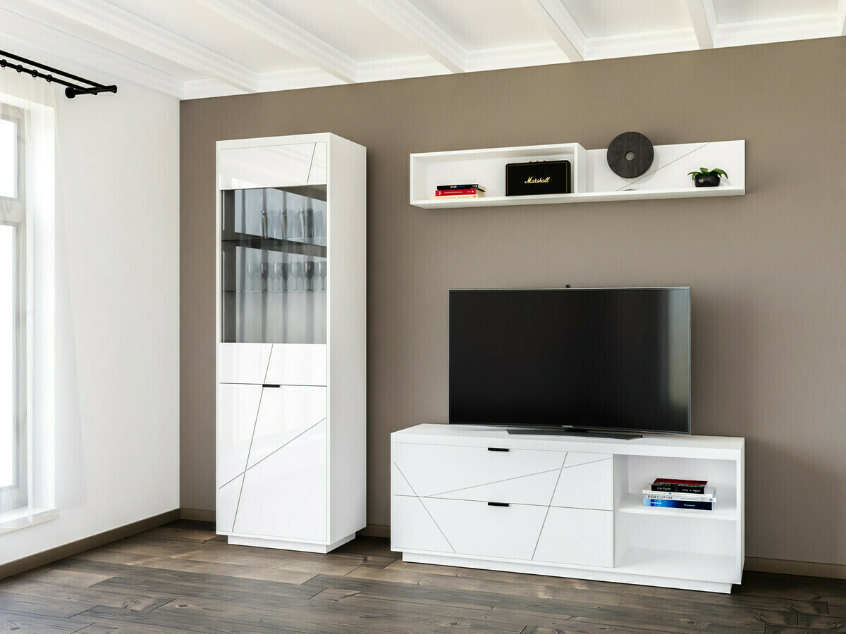 Meuble TV Fivale 104 (Blanc brillant + Blanc)
