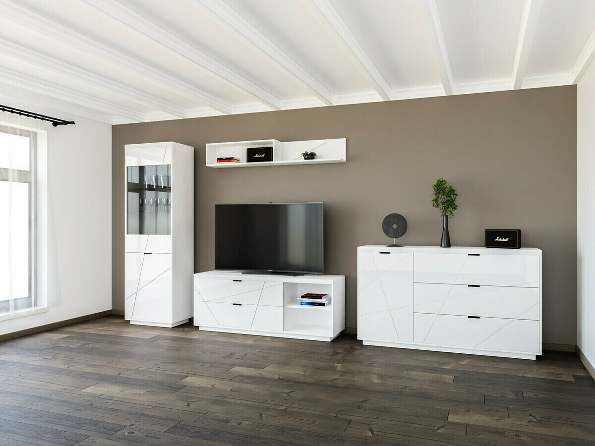 Meuble TV Fivale 104 (Blanc brillant + Blanc)