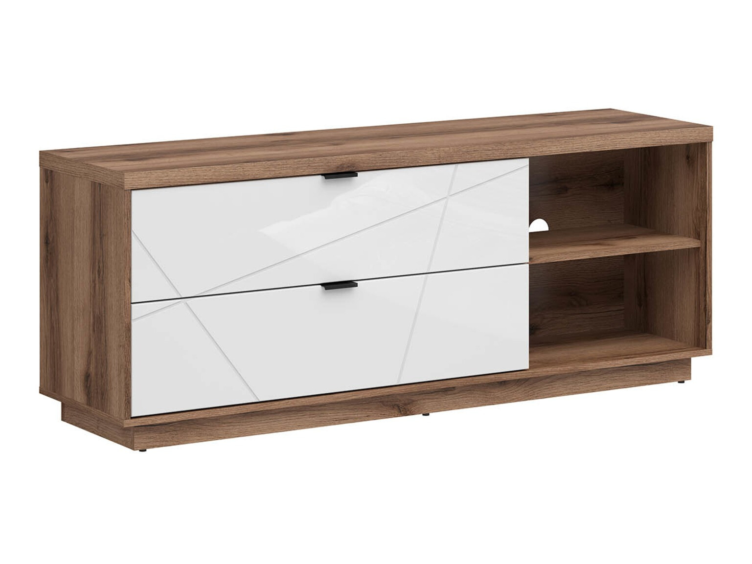 Meuble TV Fivale 104 (Chêne delano foncé + Blanc brillant)