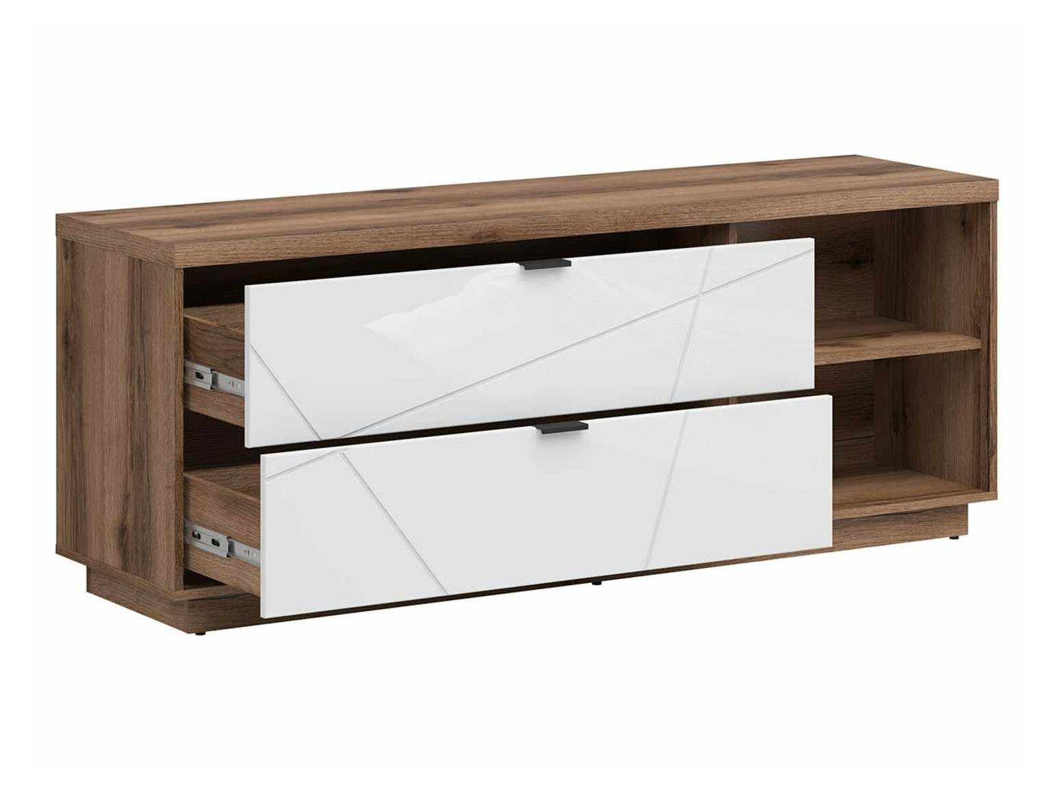 Meuble TV Fivale 104 (Chêne delano foncé + Blanc brillant)