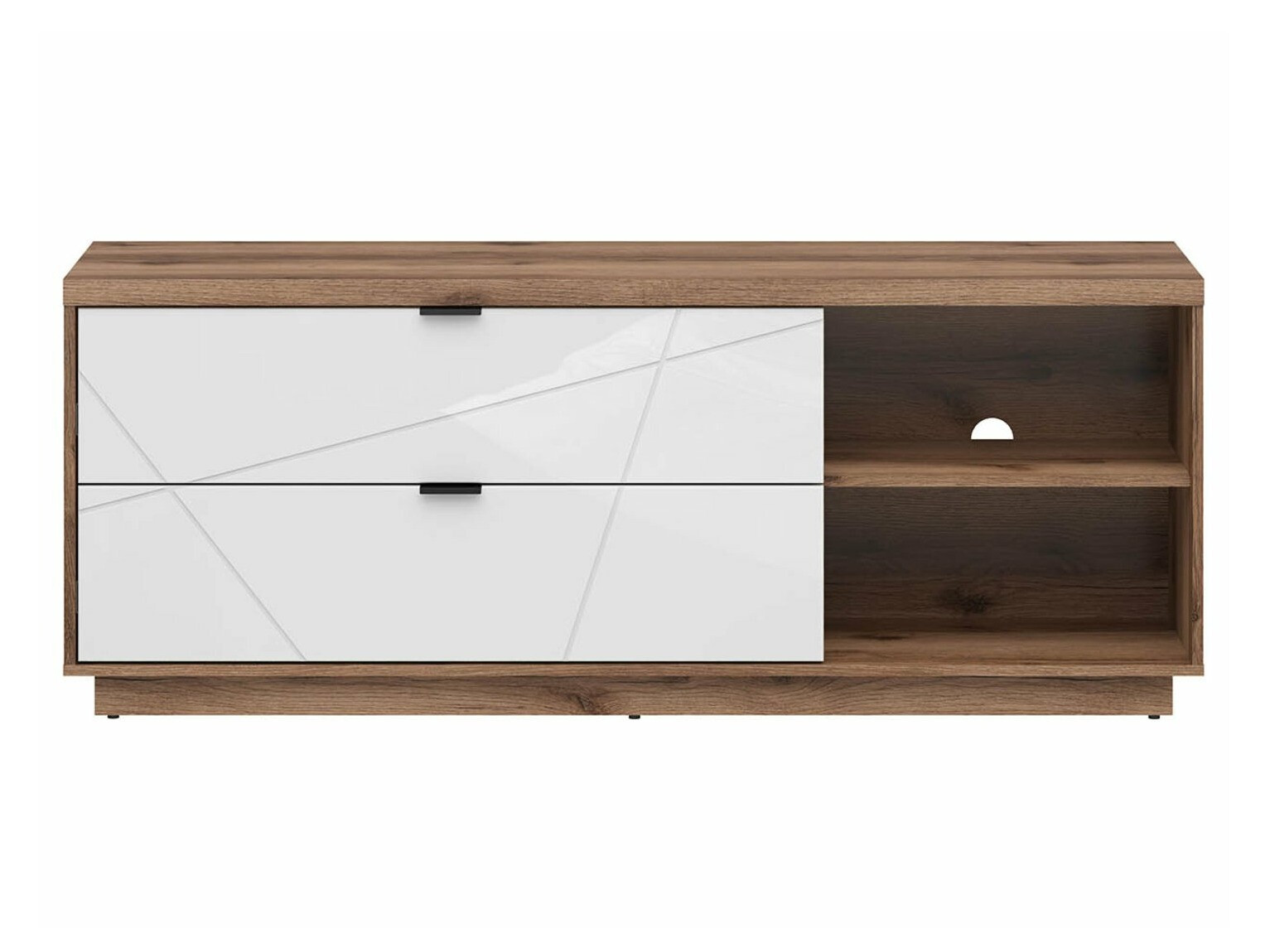 Meuble TV Fivale 104 (Chêne delano foncé + Blanc brillant)