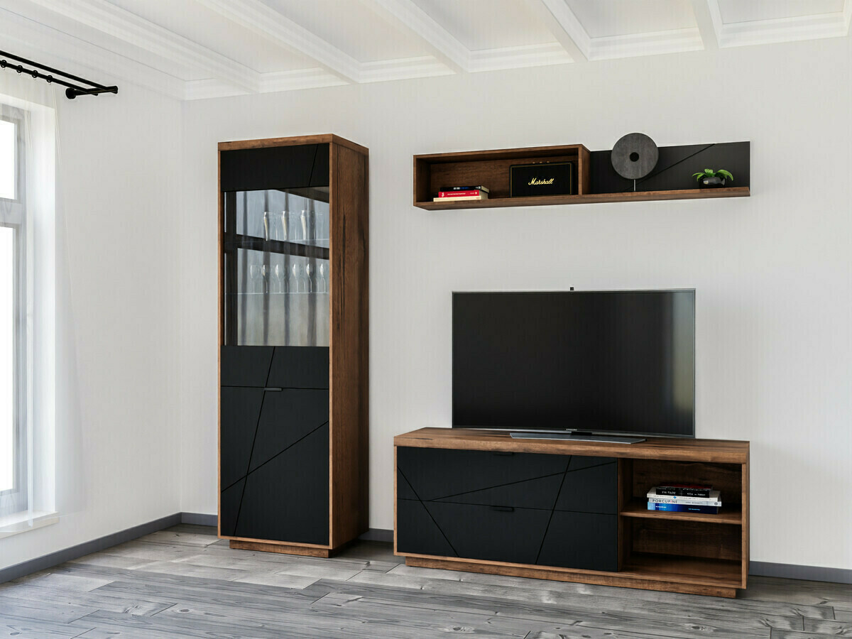 Meuble TV Fivale 104 (Chêne delano foncé + Noir mat)