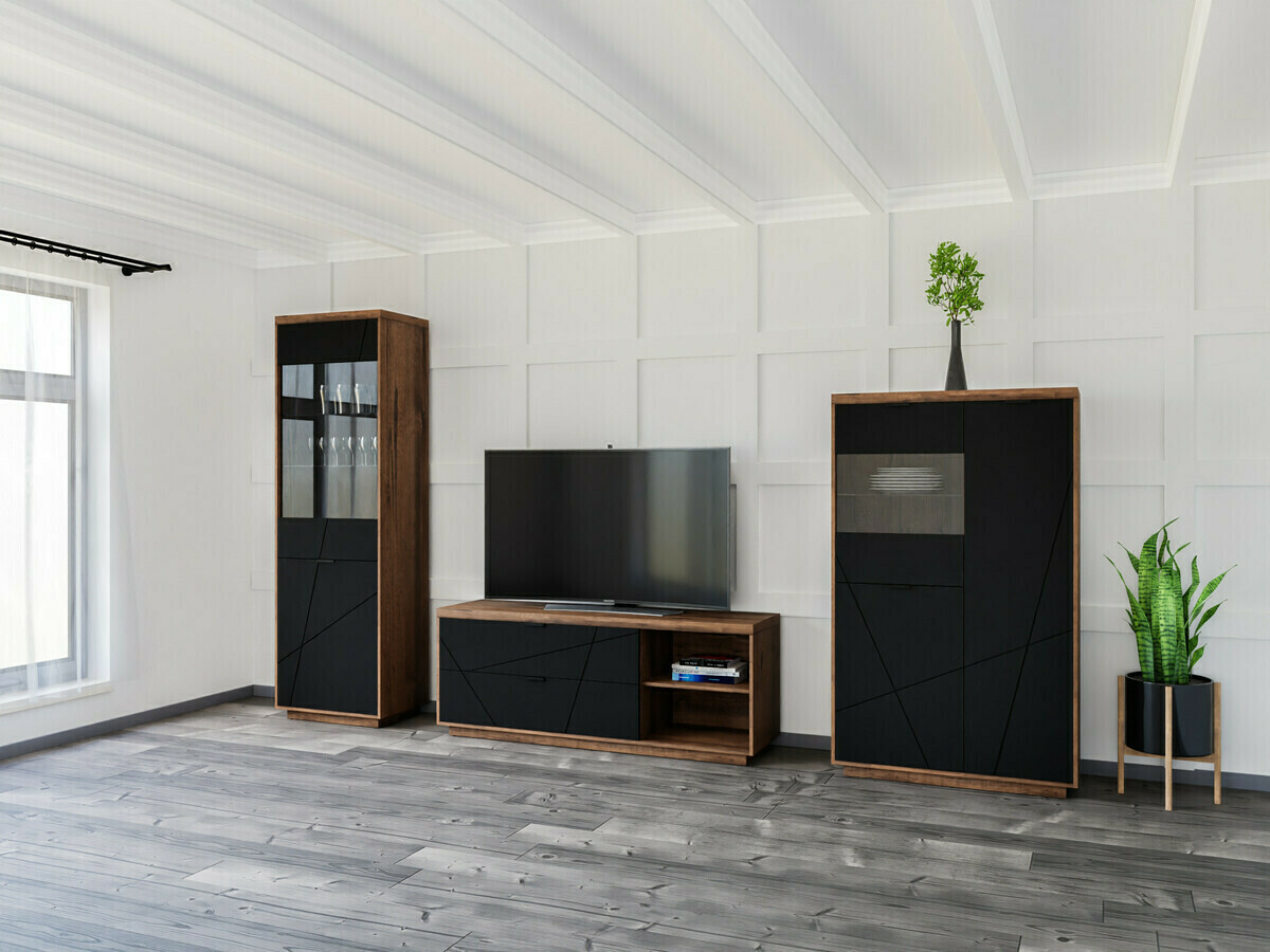 Meuble TV Fivale 104 (Chêne delano foncé + Noir mat)