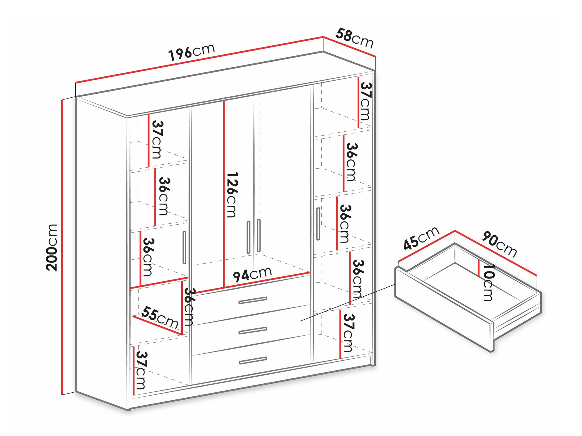Armoire Dortivu 154 (Blanc)