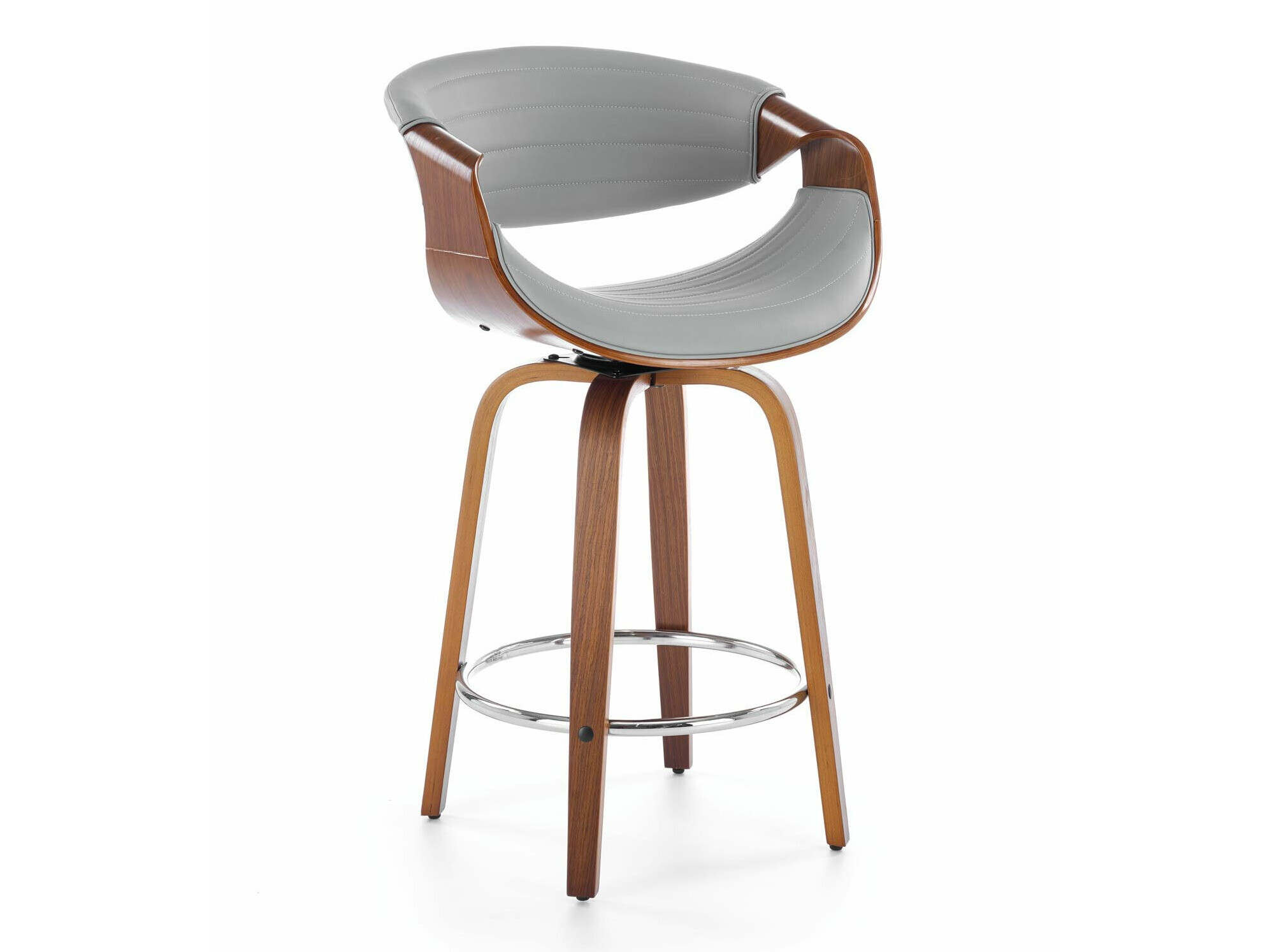 Chaise de bar mi-hauteur Houston 1599 (Gris + Noyer)